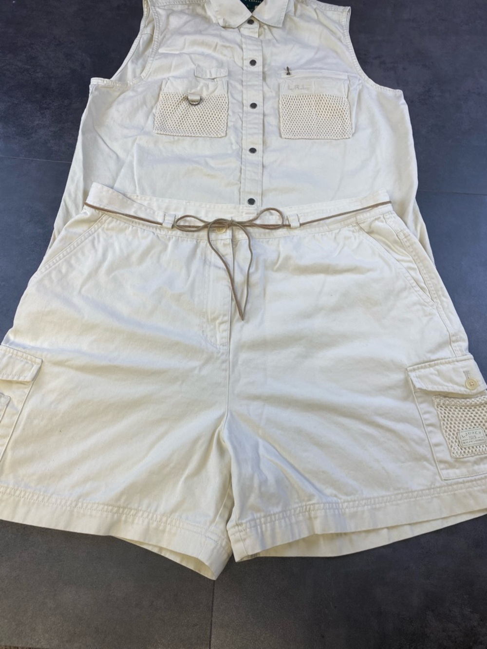 Women’s Lauren Ralph Lauren Safari 100% cotton khaki vest/short set 16/large